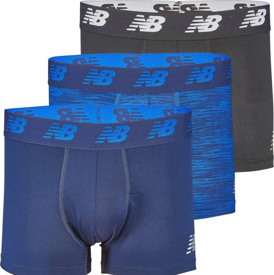 New Balance Men's No Fly Trunks Underwear 3-Pack - Moisture Wicking, Breathable, Lightweight with Jacquard Waistband