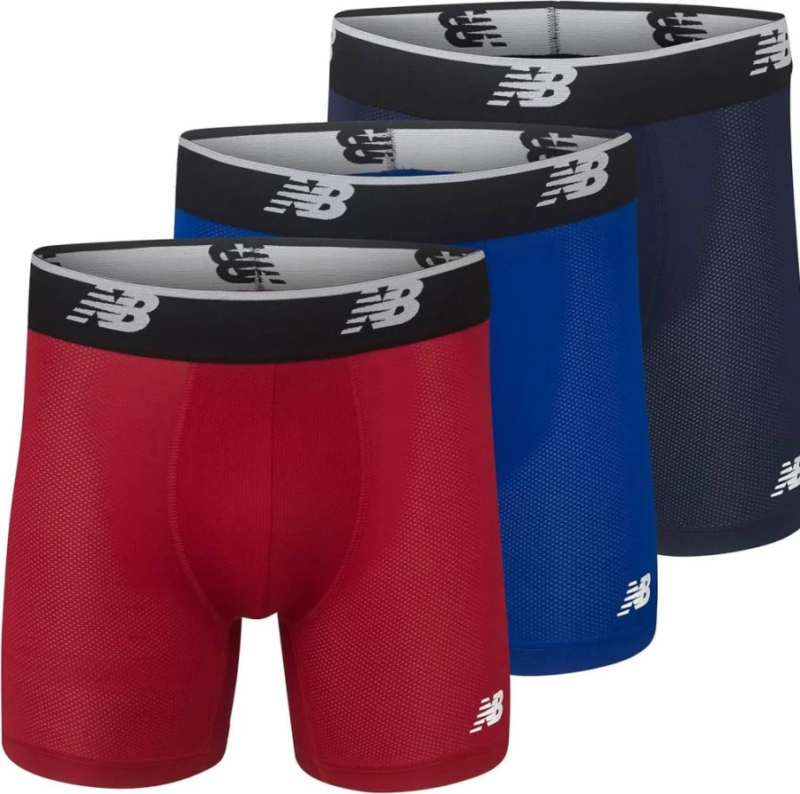 New Balance Men's 3-Pack Ultra Soft Performance Boxer Briefs - No Fly 6" Underwear