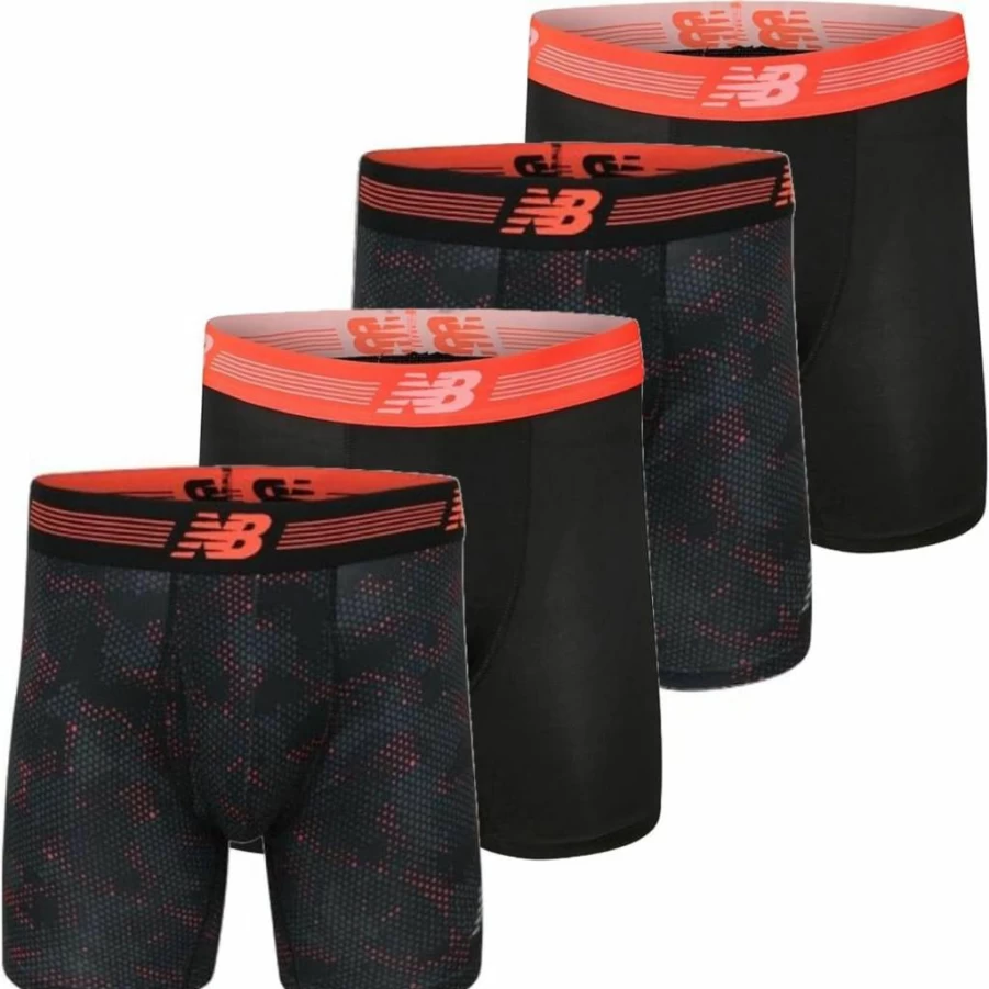 New Balance Men's 6-Inch Boxer Briefs 4-Pack - Moisture-Wicking Athletic Underwear for Sports & Comfort