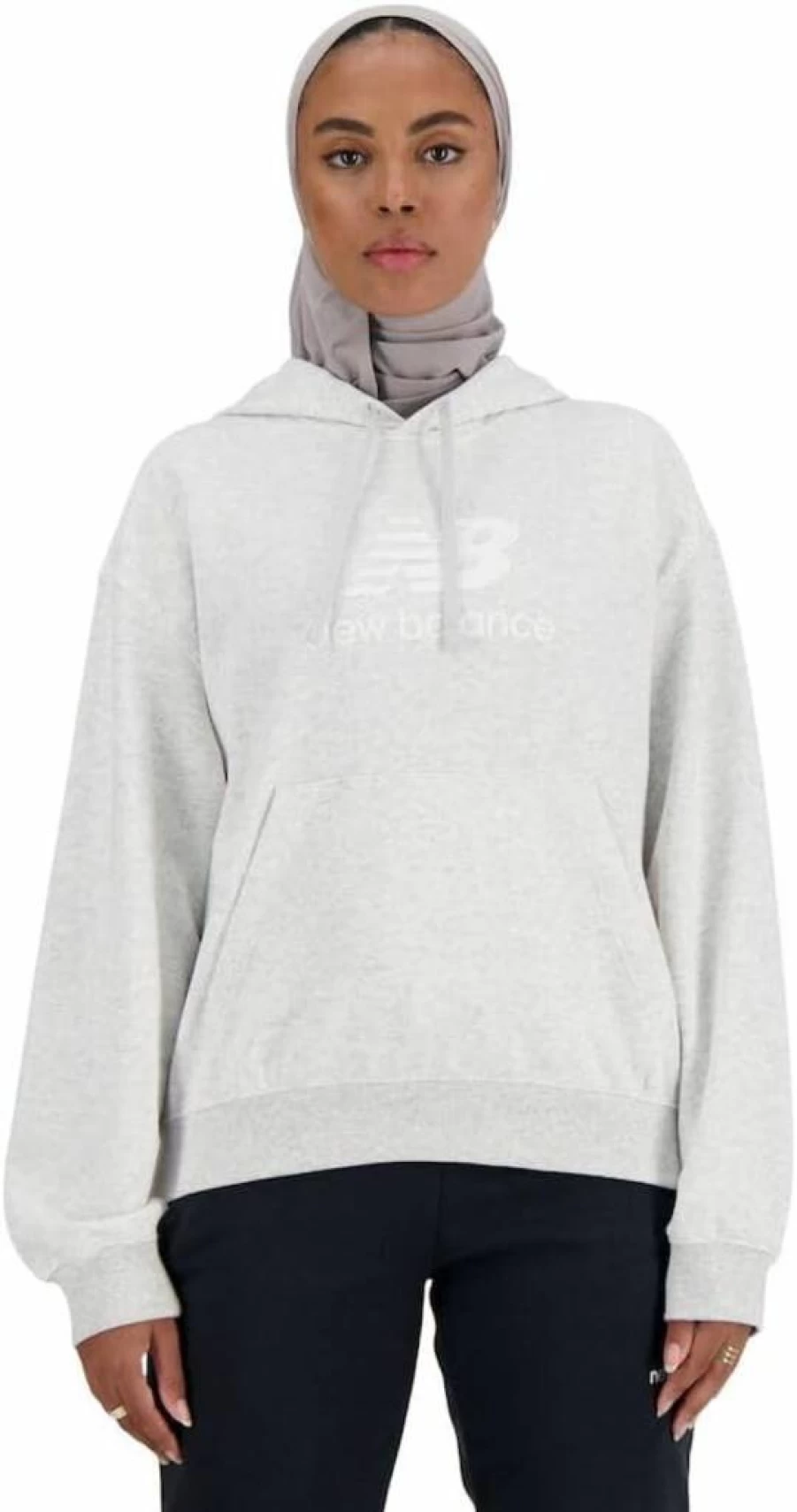 New Balance Women's French Terry Hoodie - Sport Essentials Logo Sweatshirt