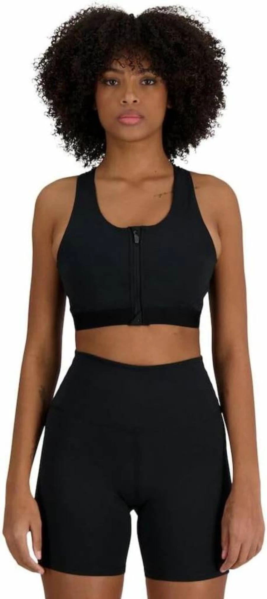 New Balance Women's Medium Support Zip-Front Sports Bra with Pocket - Sleek Design