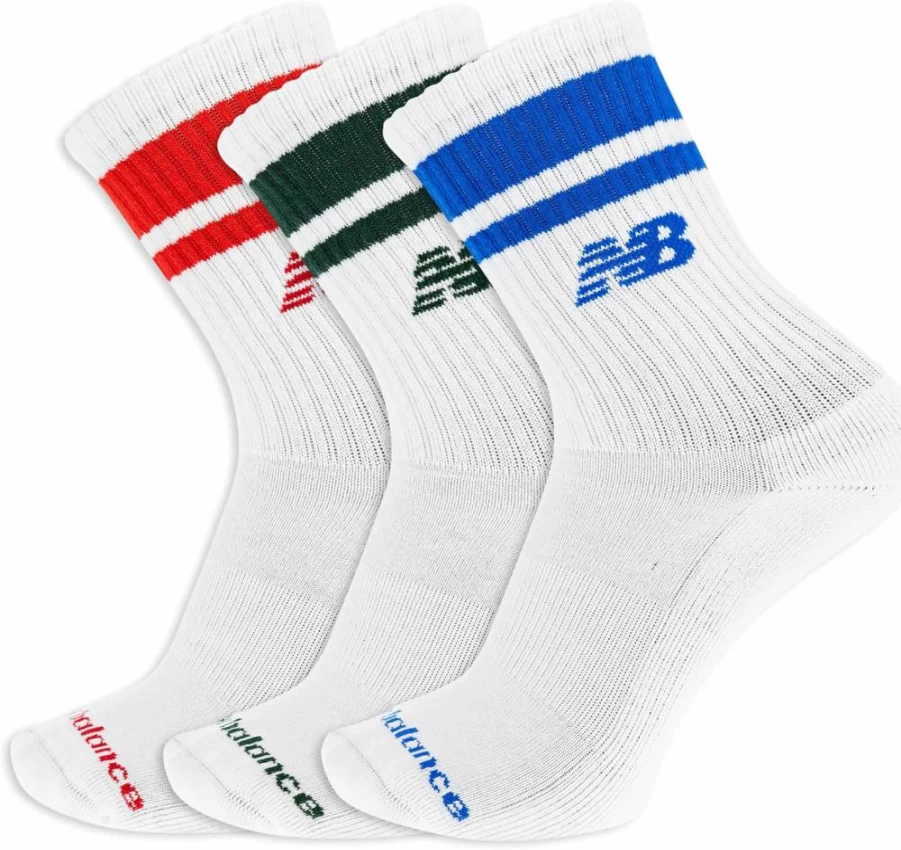 New Balance 3-Pack Organic Cotton Crew Socks with Arch Support for Men & Women