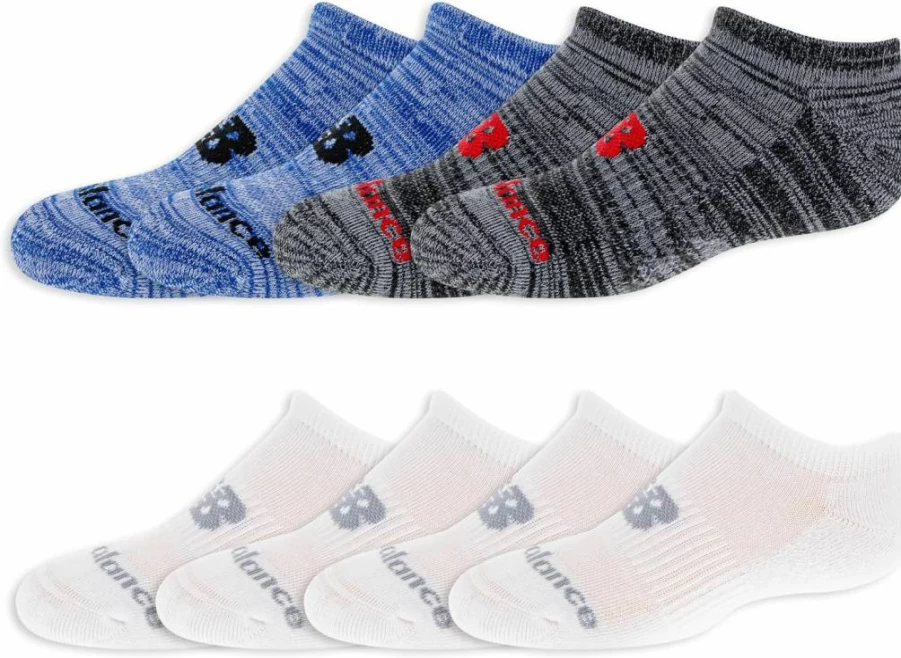 New Balance Kids' No Show Socks 8-Pack - Breathable Mesh with Arch Support for Comfort & Performance