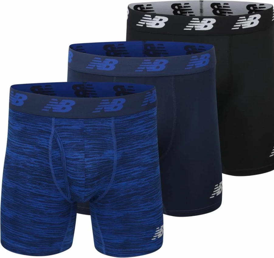 New Balance Men's 3-Pack Breathable Boxer Briefs with Fly, Moisture-Wicking Stretch Underwear, Soft Comfort Waistband for Active Lifestyle