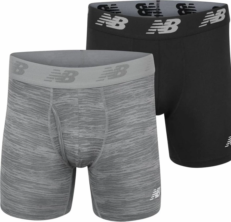 New Balance Men's 6-Inch Boxer Briefs - 2-Pack Moisture-Wicking Performance Underwear