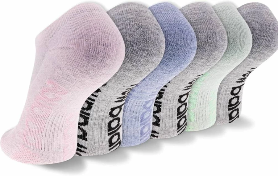 New Balance No Show Socks 6-Pack, Moisture-Wicking Performance Cushioned Socks for Men & Women, Grey Assorted, Medium