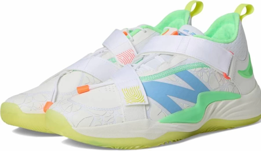 New Balance Unisex FuelCell Lindor V2 Turf Shoes for Baseball - Optic White/Neon Dragonfly/Cosmic Pineapple - Men's Size 8.5 US