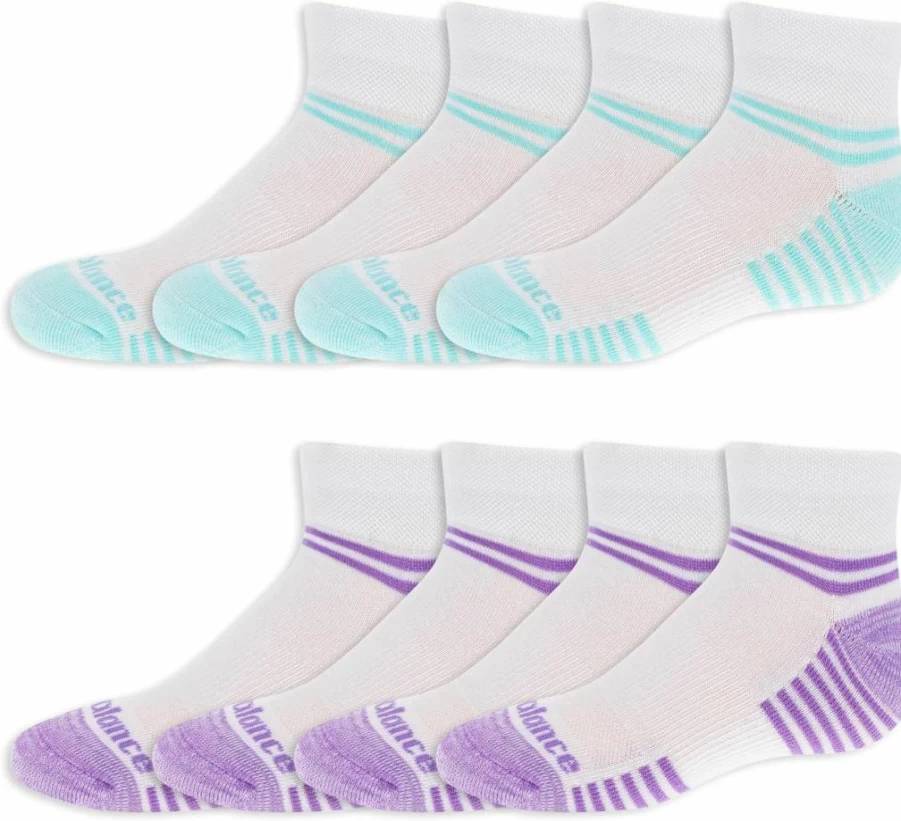 New Balance Kids' Low Cut Socks 8-Pack - Breathable Mesh, Cushioned Comfort & Arch Support for Active Children