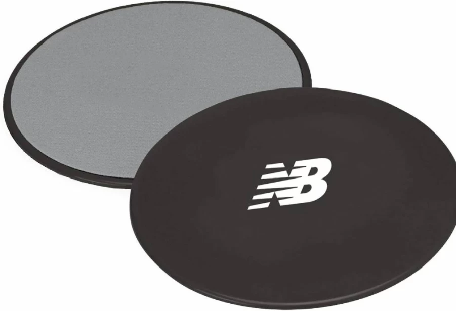 New Balance Core Sliders - Dual-Sided Ab Exercise Discs for Carpet & Hardwood Floors - Home Workout Equipment for Men & Women - Black/Grey Fitness Sliders