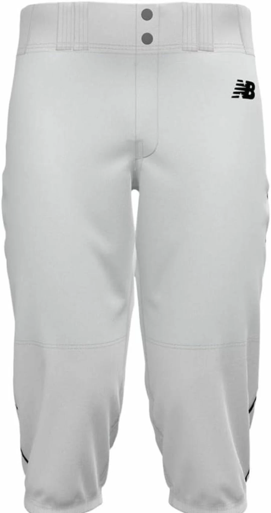 New Balance Men's Baseball Pants - Adversary 2.0 Knicker Style, White/Black, 2XL, Athletic Comfort Fit