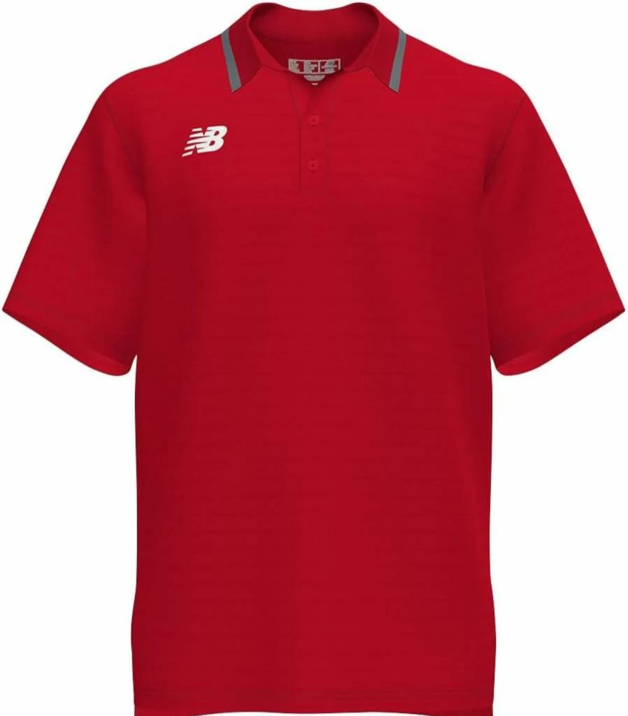 New Balance Men's Team Rally 2.0 Baseball Polo Shirt - Athletic Performance Top - Red - Size L