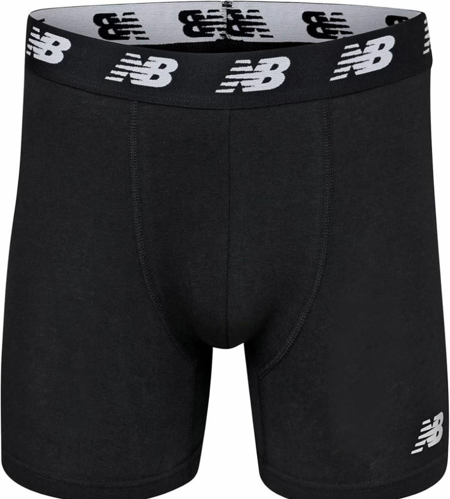 New Balance Men's 5-Inch Cotton Blend Performance Boxer Briefs 4-Pack - Moisture Wicking Underwear for Active Lifestyle