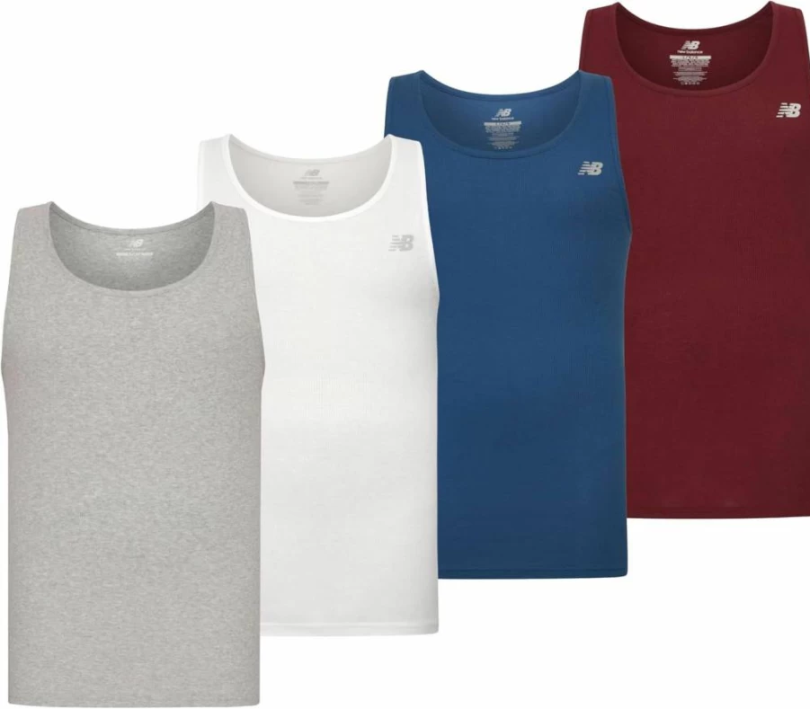 New Balance Men's 4-Pack Cotton Performance Rib Tank Tops for Athletic Comfort