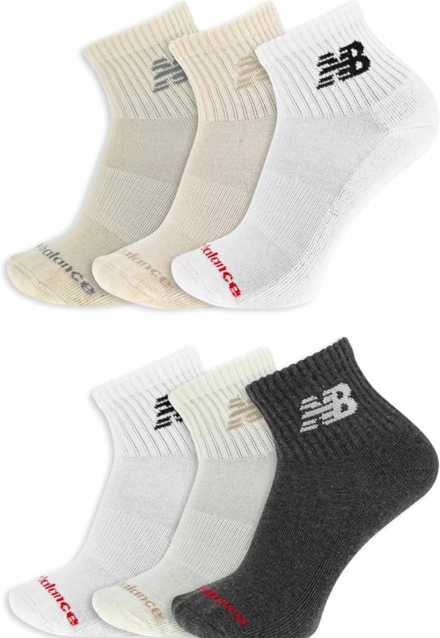 New Balance 6-Pack Cushioned Crew & Ankle Socks - Durable Reinforced Everyday Athletic Socks for Men & Women