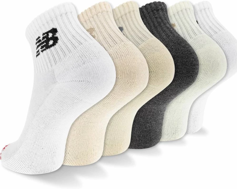 New Balance 6-Pack Cushioned Crew & Ankle Socks - Durable Reinforced Everyday Athletic Socks for Men & Women
