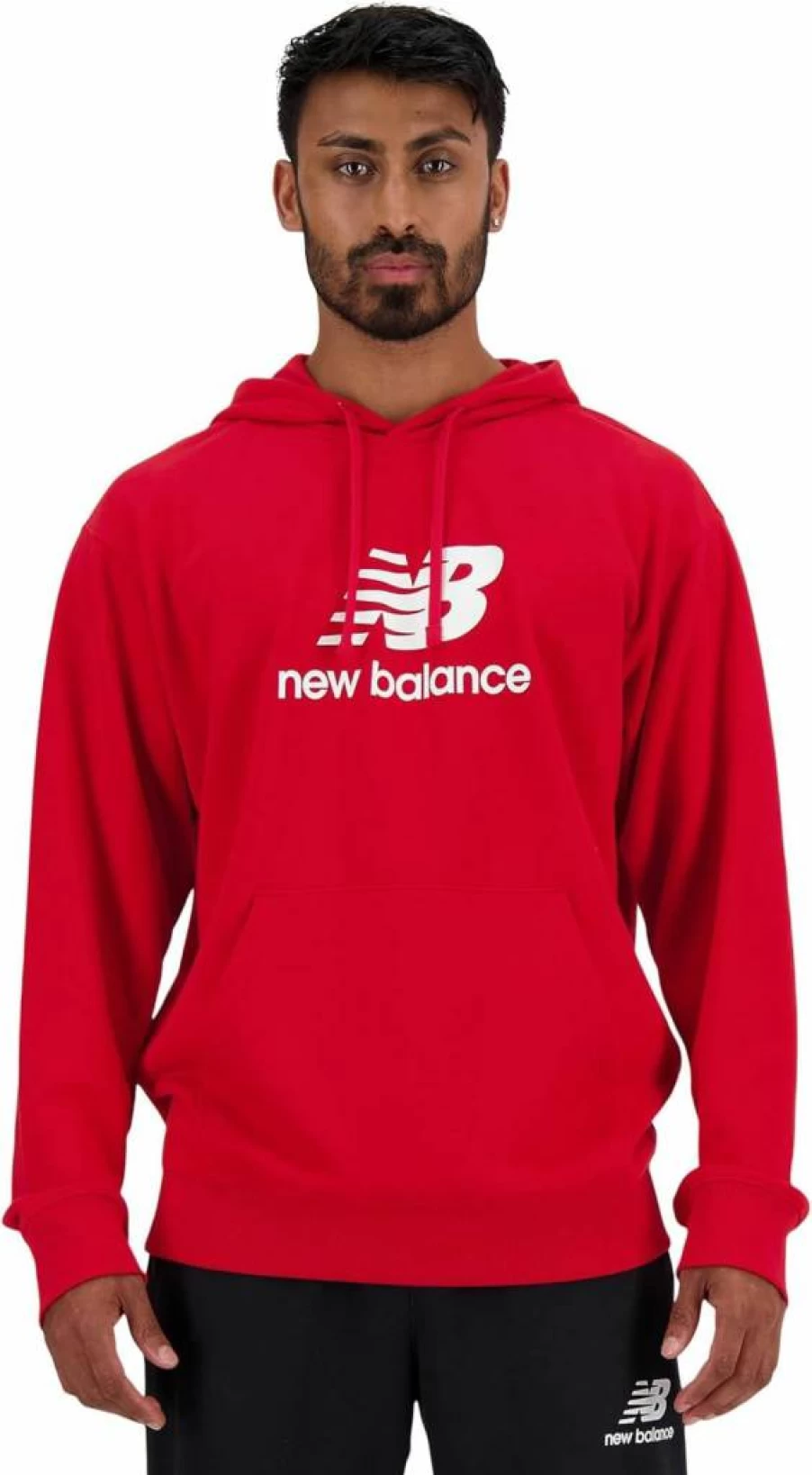 New Balance Men's Essential French Terry Hoodie with Logo for Athletic Comfort