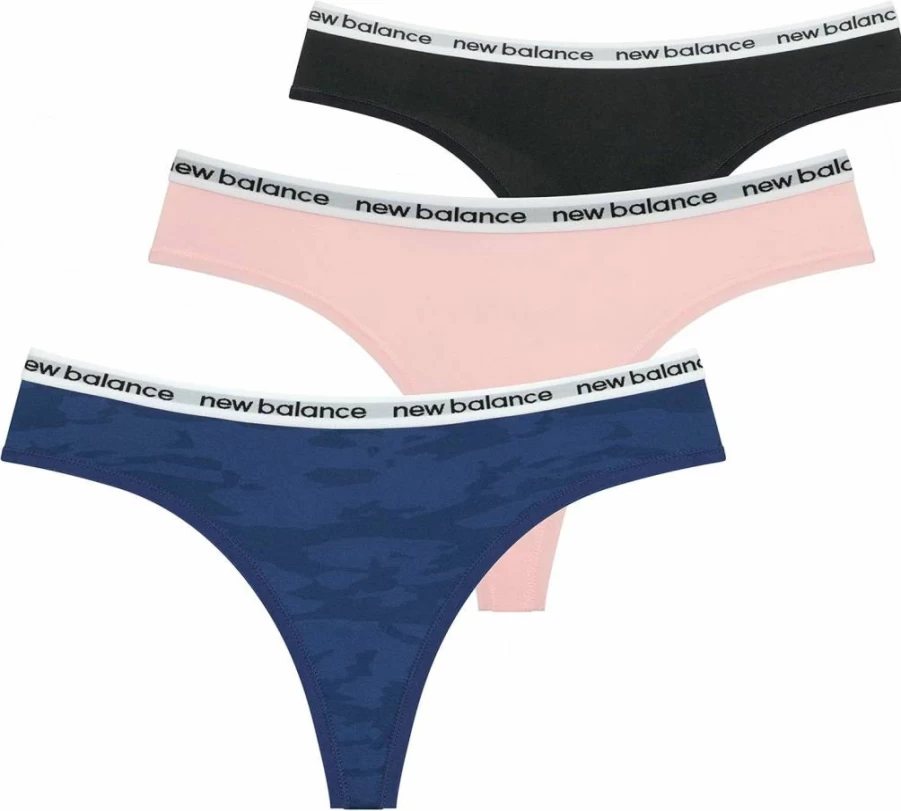 New Balance Women's 3-Pack or 6-Pack Thong Underwear with Elastic Waistband & Logo Print – Premium Performance Comfort