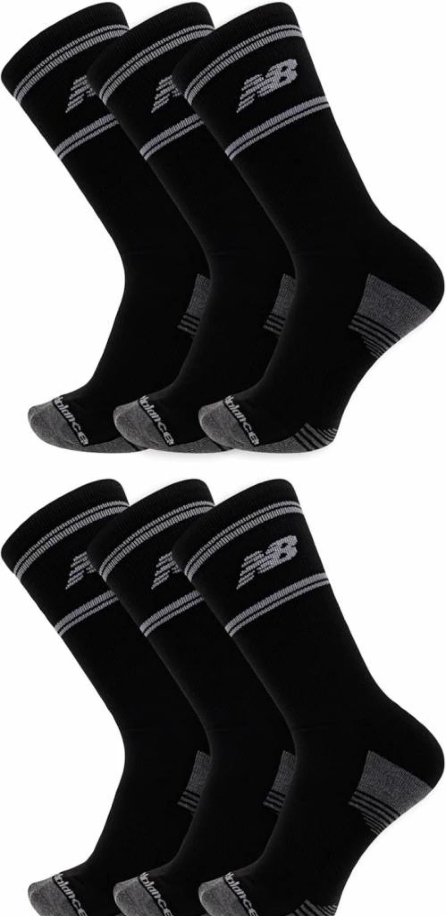 New Balance Moisture Wicking Performance Crew Socks - 6 Pack & 12 Pack Options for Men & Women