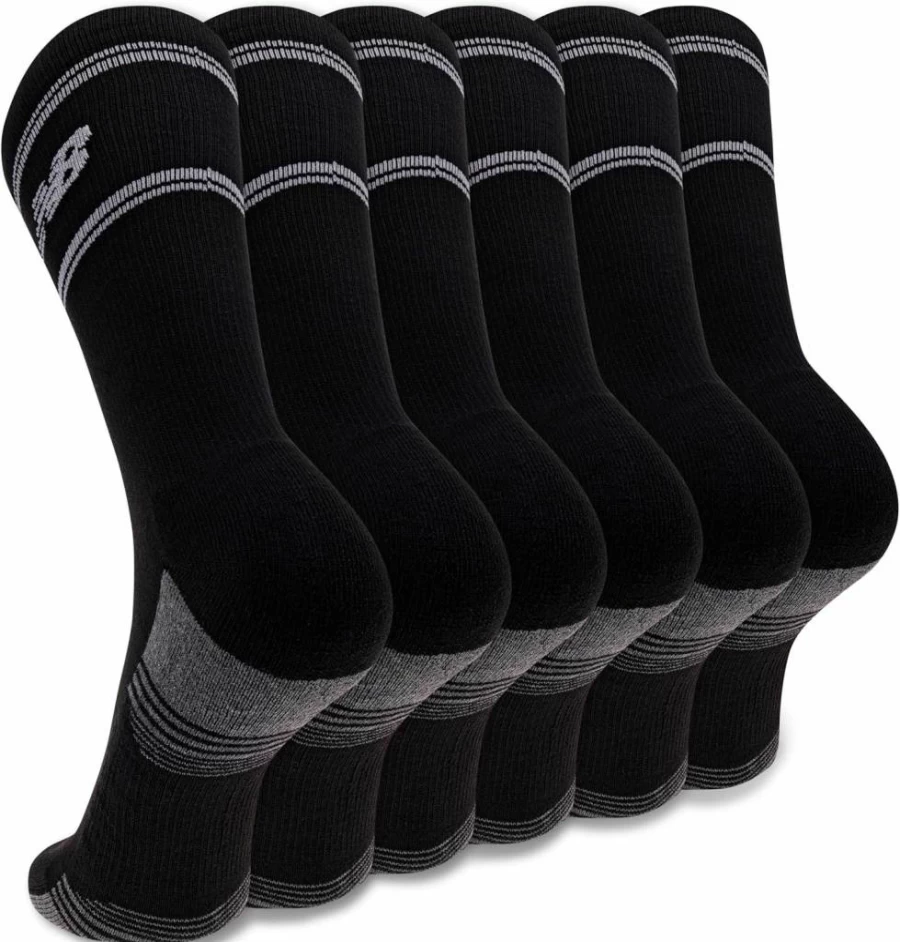 New Balance Moisture Wicking Performance Crew Socks - 6 Pack & 12 Pack Options for Men & Women