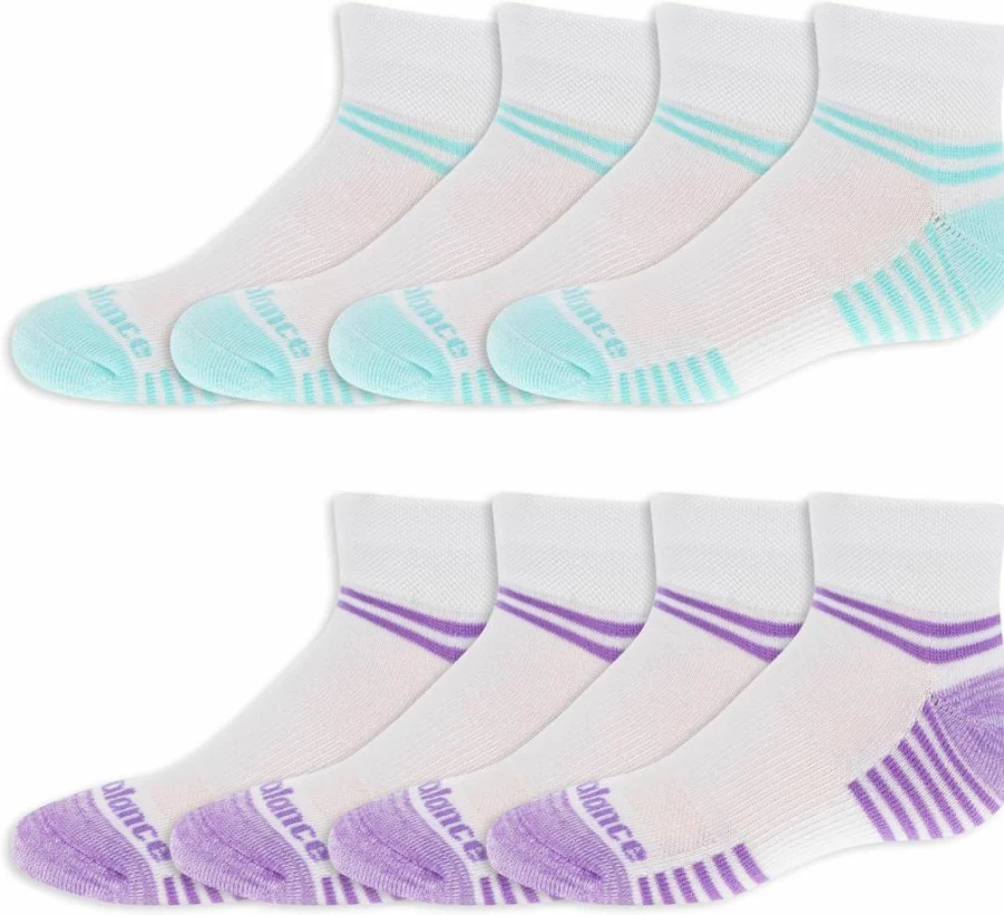 New Balance Kids' Low Cut Socks 8-Pack - Breathable Mesh with Arch Support for Athletic Performance