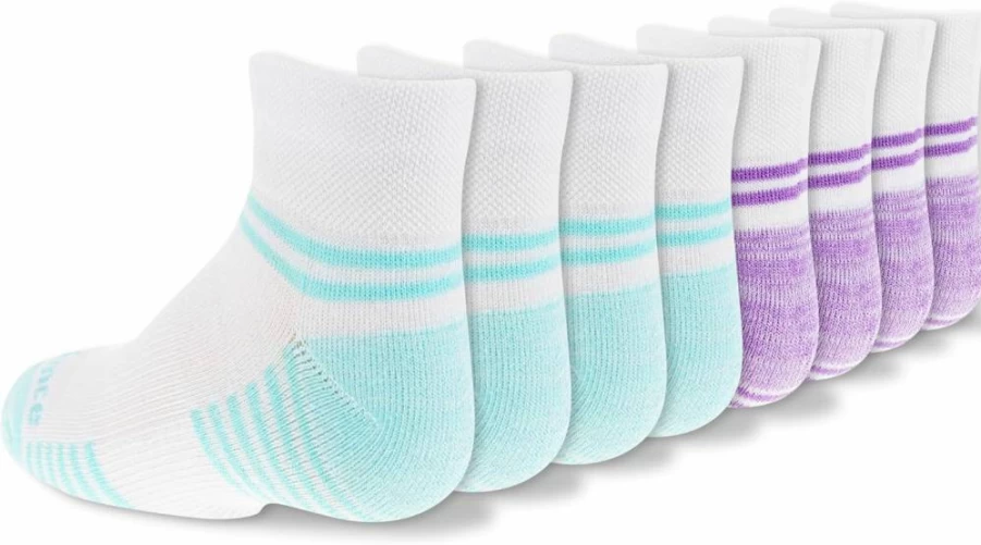 New Balance Kids' Low Cut Socks 8-Pack - Breathable Mesh with Arch Support for Athletic Performance