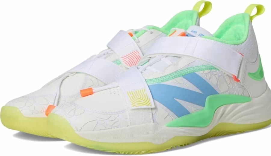 New Balance Unisex FuelCell Lindor V2 Turf Baseball Cleats - Optic White/Neon Dragonfly/Cosmic Pineapple - Size 9 US Men's