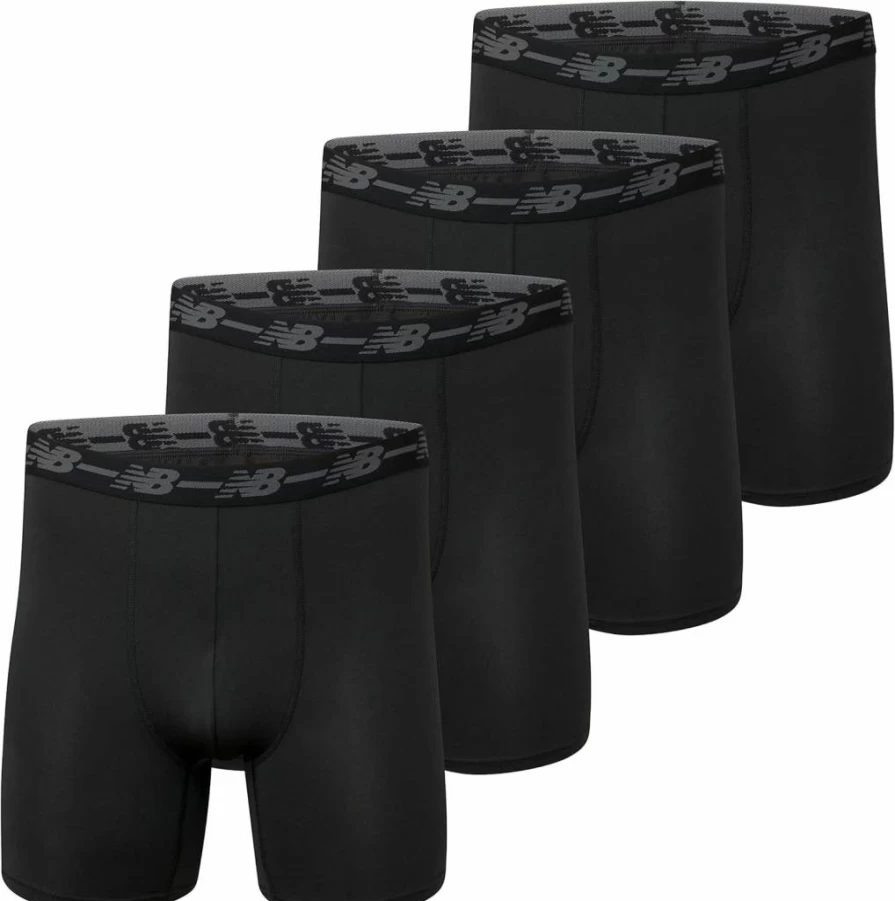 New Balance Men's Performance Boxer Briefs 4-Pack - Moisture-Wicking Mesh Underwear for Sports & Active Wear