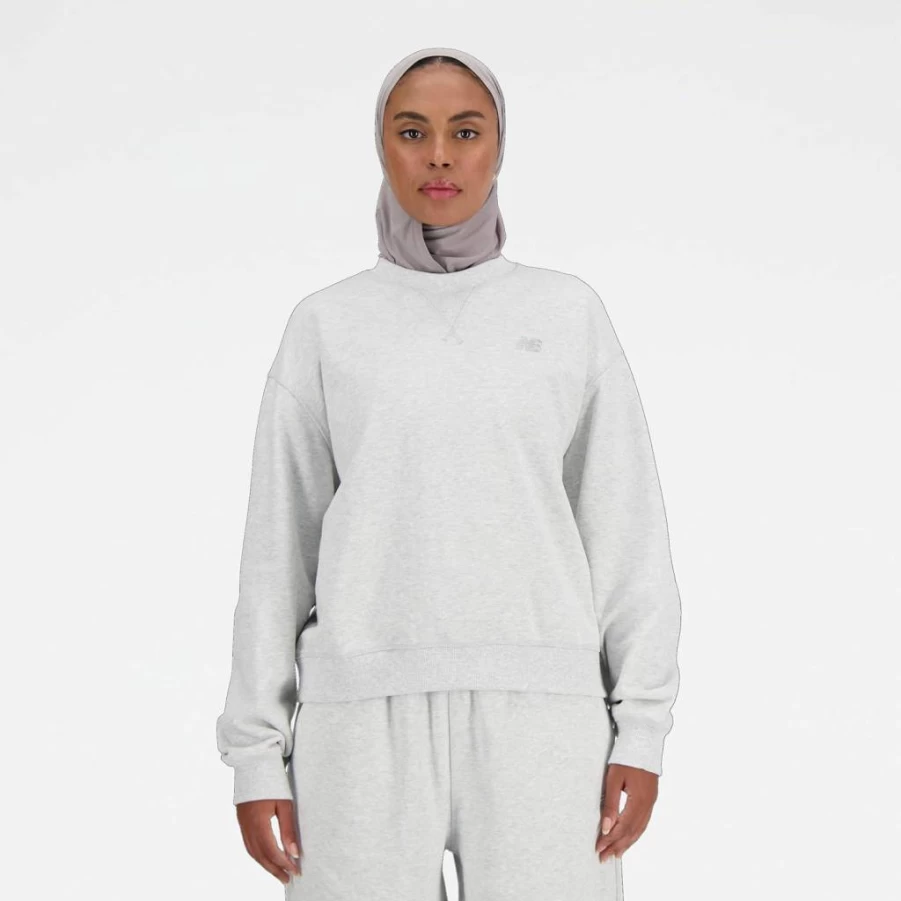 New Balance Women's French Terry Crewneck Sweatshirt - Athletic Casual Pullover Top