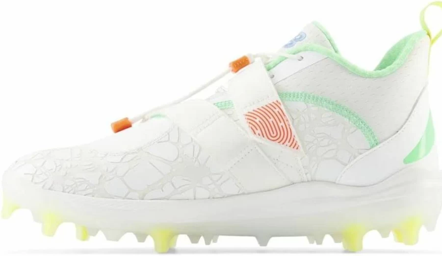 New Balance Unisex FuelCell Lindor V2 Comp Baseball Cleats - Optic White/Neon Dragonfly/Electric Jade - Size 15 Men's US