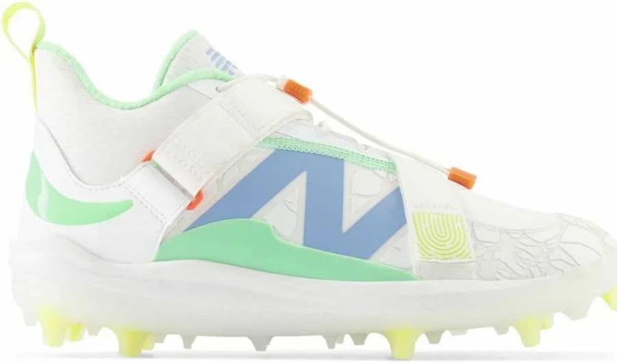 New Balance Unisex FuelCell Lindor V2 Comp Baseball Cleats - Optic White/Neon Dragonfly/Electric Jade - Size 15 Men's US