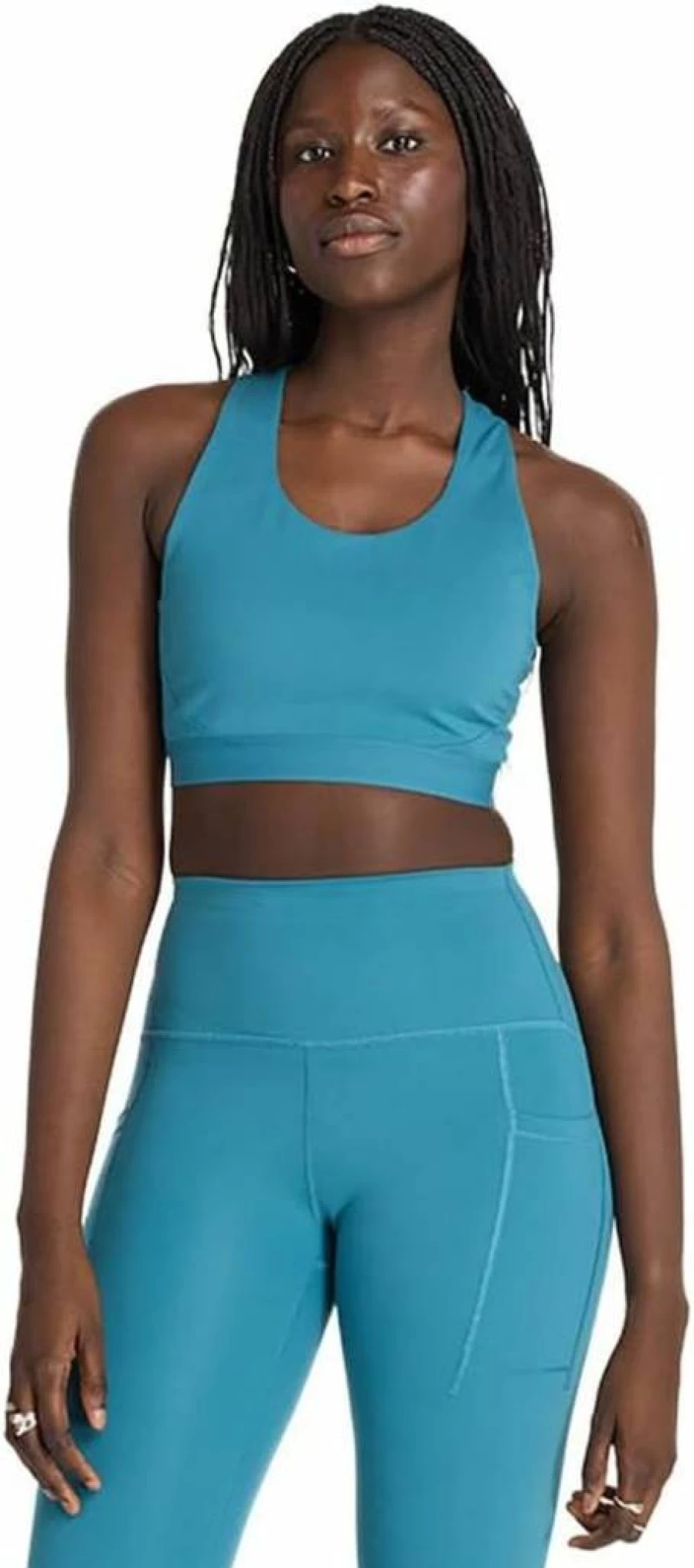 New Balance Women's Sleek Medium Support Sports Bra with Pocket for Active Wear