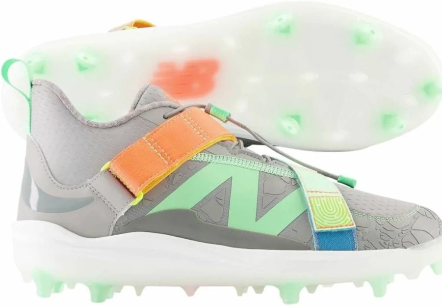 New Balance FuelCell Lindor V2 Comp Baseball Cleats for Men & Women - Team Away Grey/Electric Jade/Neon Dragonfly - Size 11 US Men's
