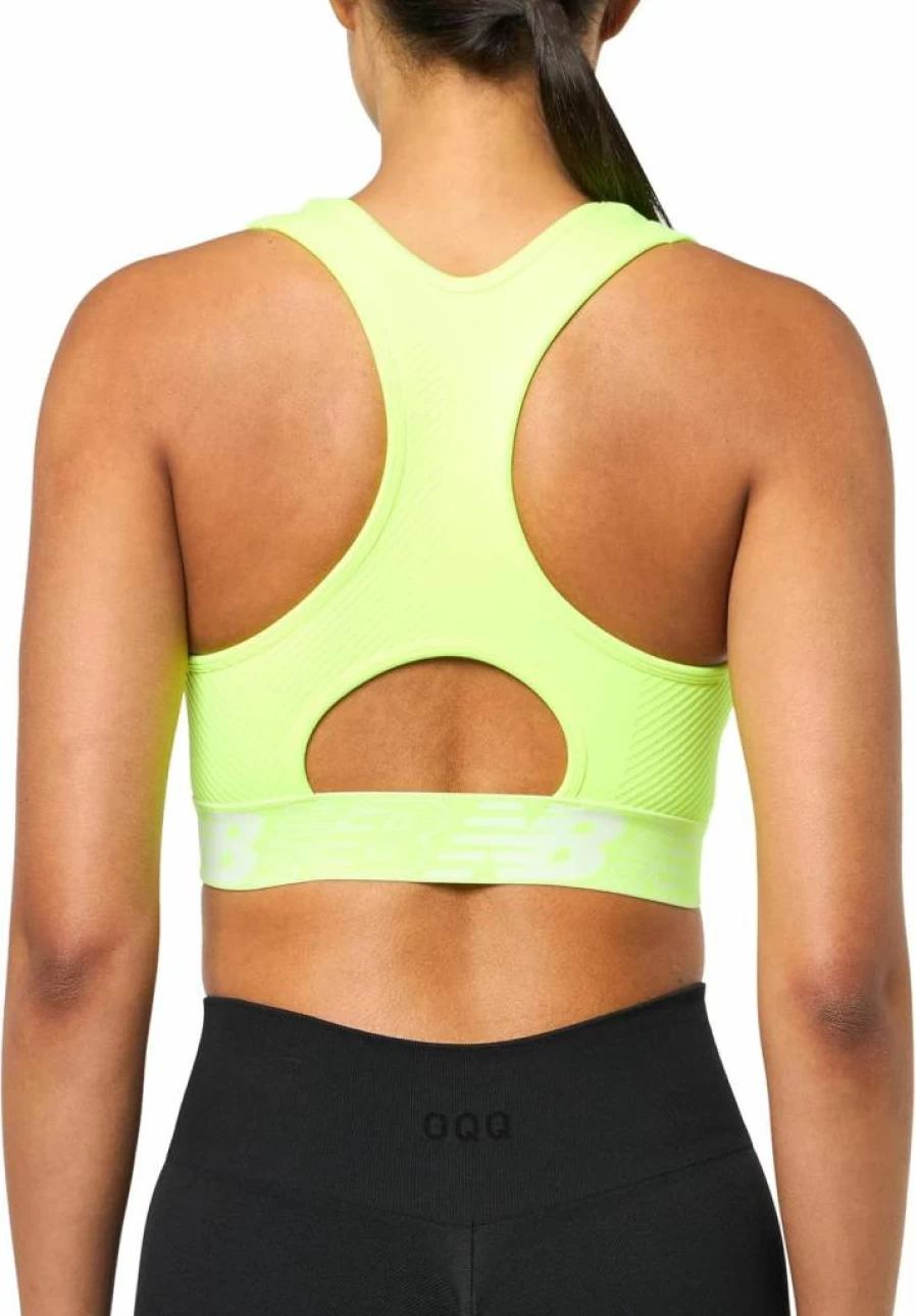 New Balance Women's Seamless Wirefree Racerback Sports Bra with Removable Pads & Logo Bottom Band