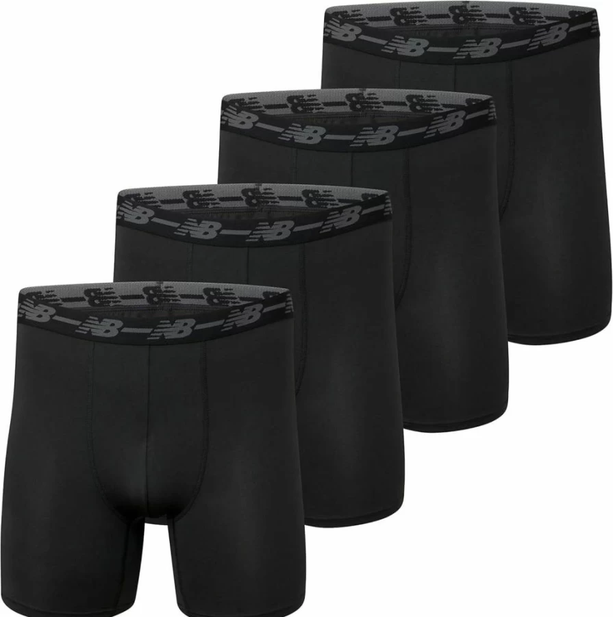 New Balance Men's Performance Boxer Briefs 4-Pack - Moisture-Wicking Mesh Underwear for Sports & Active Wear