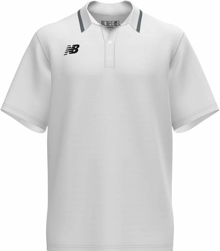 New Balance Men's Team Rally 2.0 Baseball Polo Shirt - Athletic Performance Top - White - Size S